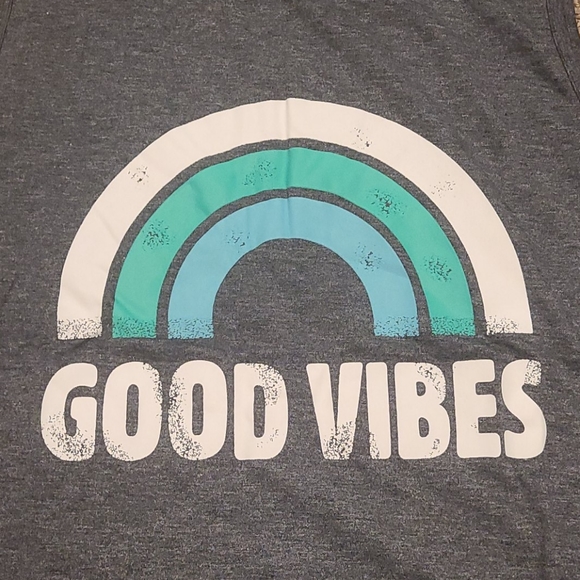 Good Vibes Loose Fit Rainbow Muscle Tank Top - Picture 3 of 5